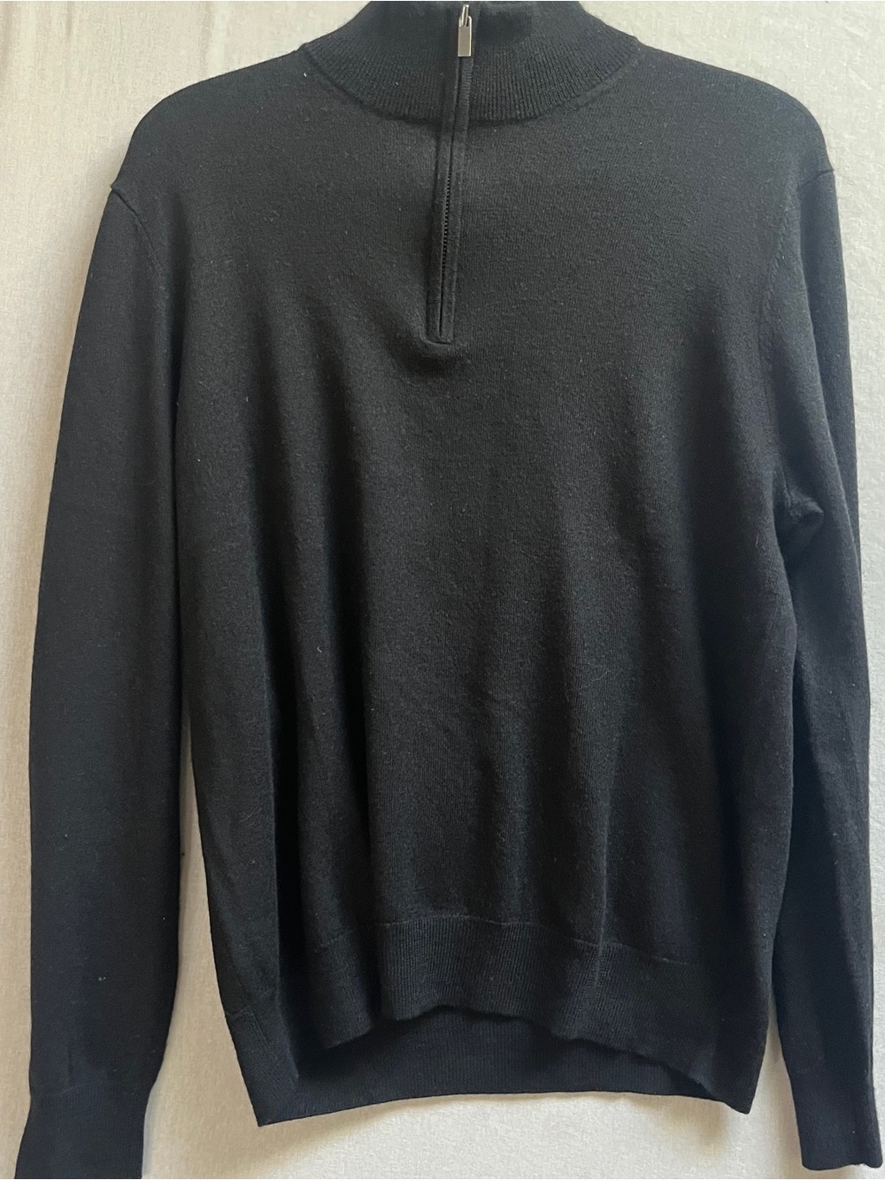 Saks Fifth Avenue Half Zip Mock Neck Sweater Size L Merino Wool Blend